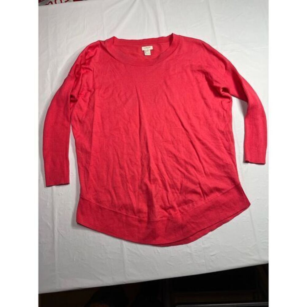 J.Crew Red Long Sleeve Sweater Casual Elegant Knit Top XXS w stain spots
